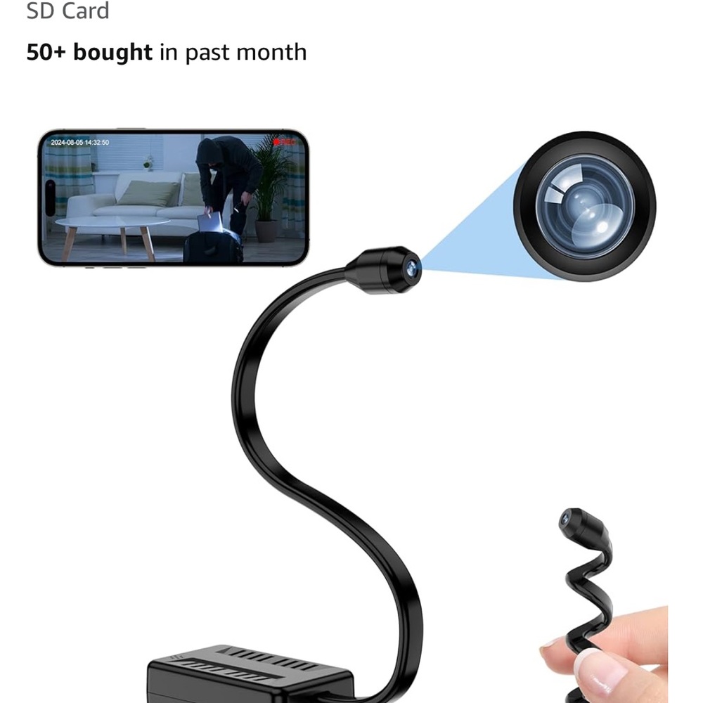 Flexible Black Security Camera with Phone Connectivity